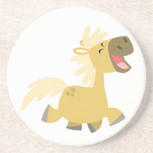 Cute Laughing Cartoon Pony Onderzetter