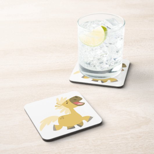 Cute Laughing Cartoon Pony Onderzetters set (Rechterzijde)