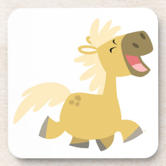 Cute Laughing Cartoon Pony Onderzetters set
