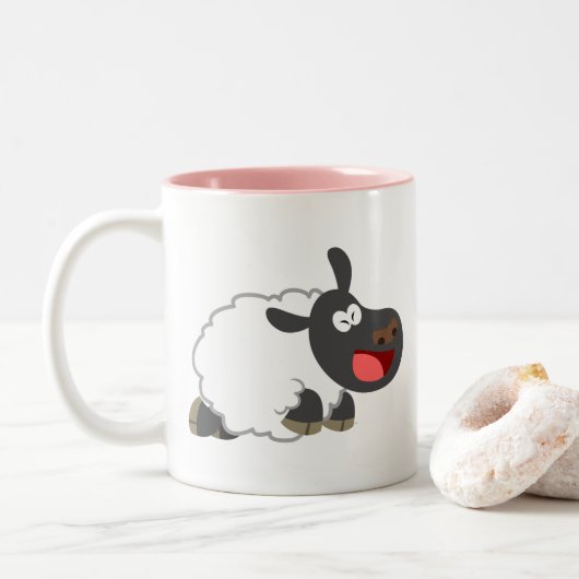 Cute Laughing Cartoon Sheep Mok (Met donut)
