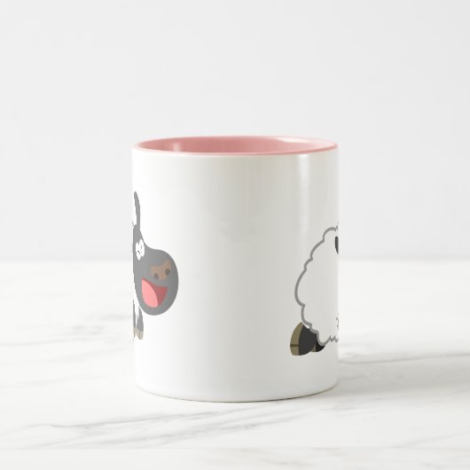 Cute Laughing Cartoon Sheep Mok (Center)