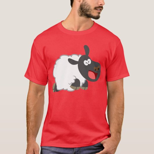 Cute Laughing Cartoon Sheep T-Shirt (Voorkant)