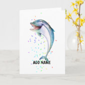 Cute Laughing DOLPHIN Waterverf Voeg Naam toe Kaart (Gele Bloem)