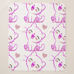 CUTE LAUGHING LITTLE Fuchsia KITTEN Sherpa Deken