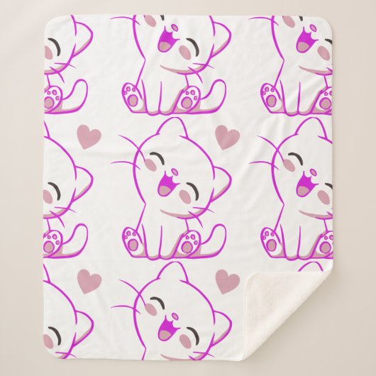 CUTE LAUGHING LITTLE Fuchsia KITTEN Sherpa Deken (Voorkant)