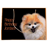 Cute Laughing Pomeranian Dog Groot Cadeauzakje (Voorkant)