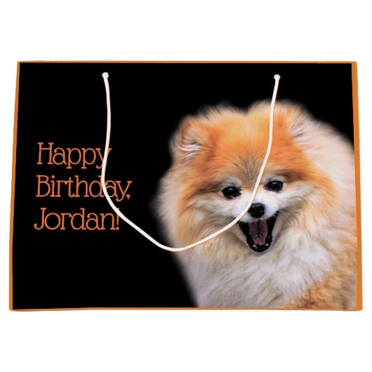 Cute Laughing Pomeranian Dog Groot Cadeauzakje (Voorkant)