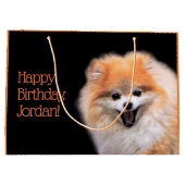 Cute Laughing Pomeranian Dog Groot Cadeauzakje (Achterkant)