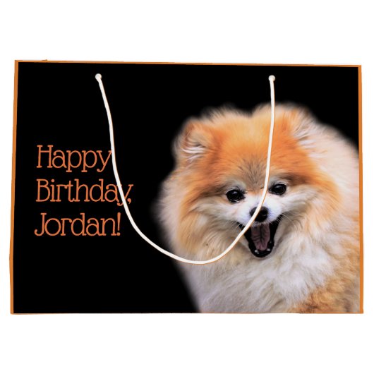 Cute Laughing Pomeranian Dog Groot Cadeauzakje (Achterkant)