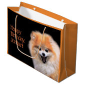 Cute Laughing Pomeranian Dog Groot Cadeauzakje (Voorkant Gekanteld)