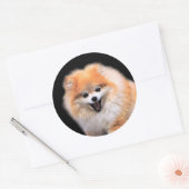Cute Laughing Pomeranian Dog Ronde Sticker (Envelop)