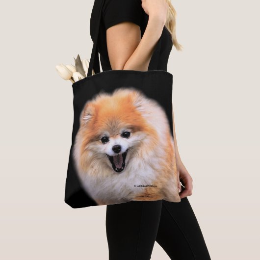 Cute Laughing Pomeranian Dog Tote Bag (Dichtbij)