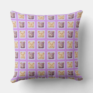 Cute Lavendel Blauwbes Patchwork cookie Beer Kussen