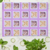 Cute Lavendel Blauwe Patchwork koekbeer Theedoek (Gevouwen)