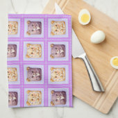 Cute Lavendel Blauwe Patchwork koekbeer Theedoek (Quarter Fold)