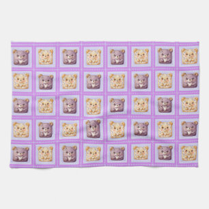 Cute Lavendel Blauwe Patchwork koekbeer Theedoek