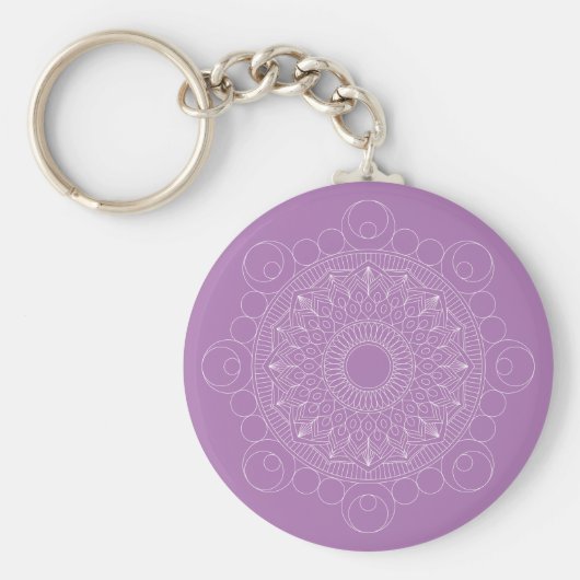 Cute Lavendel Paarse Mandala v2 Sleutelhanger (Voorkant)