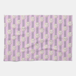 Cute lavendel paarse teddybeer en streep theedoek