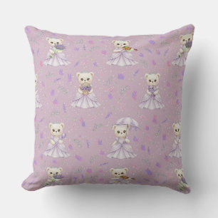 Cute Lavendel Prinses Beer Patroon Kussen