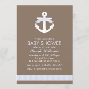 Cute Lavender Anchor Nautical Theme Baby shower Kaart