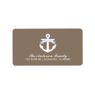 Cute Lavender Anchor & Ribbon Nautical Baby shower Etiket