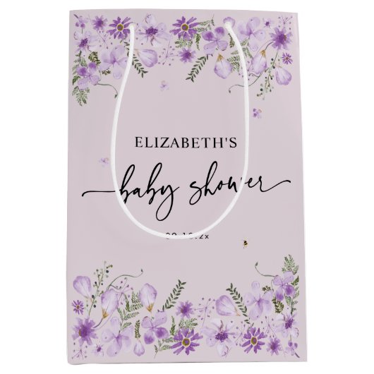 Cute Lavender Baby shower Favors Gift Bag Medium Cadeauzakje (Voorkant)