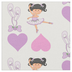 Cute Lavender Ballerina Heart Stof