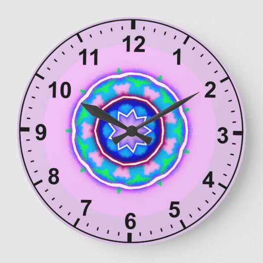 CUTE LAVENDER CLOCK ~ Sweetie Pie Fractal ~ Grote Klok (Voorkant)