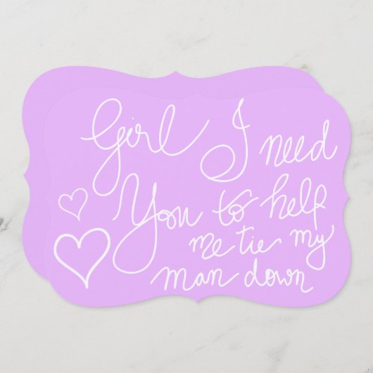 Cute Lavender Cool Script Typography Bridesmaid Kaart (Voorkant / Achterkant)
