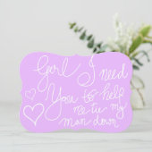Cute Lavender Cool Script Typography Bridesmaid Kaart (Staand voorkant)