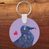 Cute Lavender Crow Sleutelhanger (Achterkant)