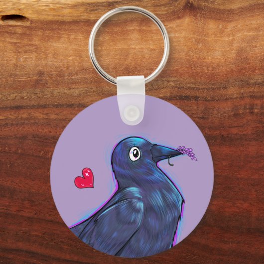 Cute Lavender Crow Sleutelhanger (Achterkant)
