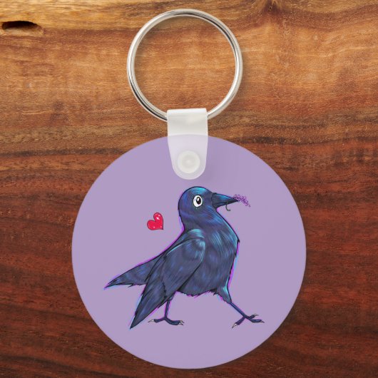 Cute Lavender Crow Sleutelhanger (Voorkant)