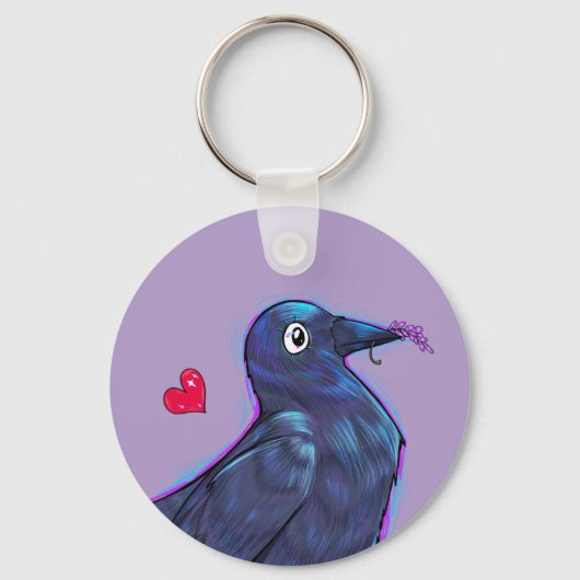 Cute Lavender Crow Sleutelhanger (Achterkant)