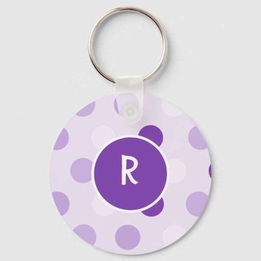 Cute Lavender en Paarse Polka Dots Sleutelhanger (Voorkant)