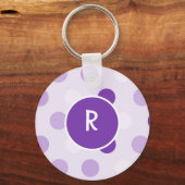 Cute Lavender en Paarse Polka Dots Sleutelhanger (Voorkant)
