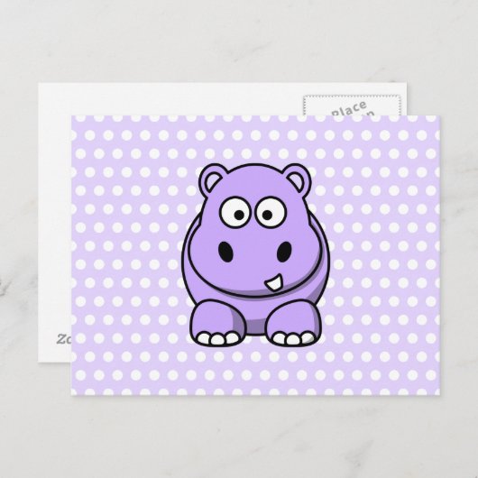 Cute Lavender Hippo Briefkaart (Voorkant / Achterkant)