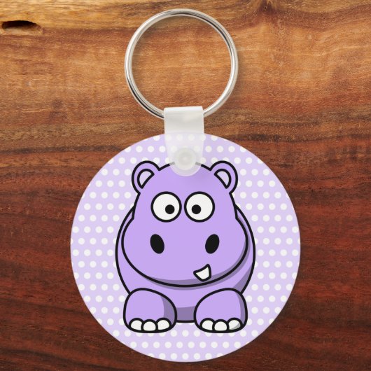Cute Lavender Hippo Sleutelhanger (Voorkant)