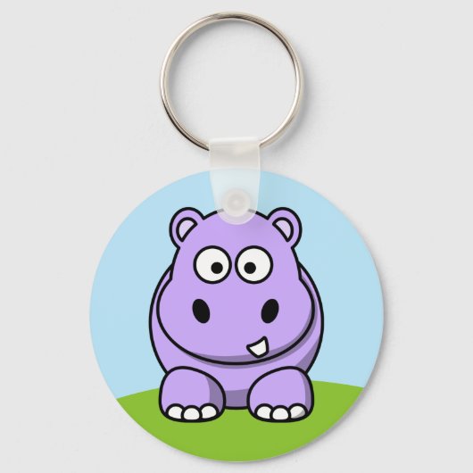 Cute Lavender Hippo Sleutelhanger (Voorkant)