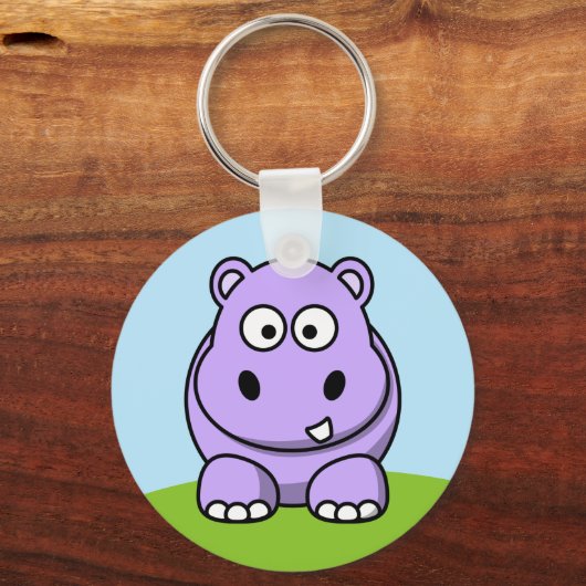 Cute Lavender Hippo Sleutelhanger (Voorkant)