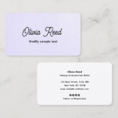 Cute Lavender Leather Script Visitekaartje (Voorkant / Achterkant)