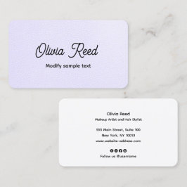 Cute Lavender Leather Script Visitekaartje