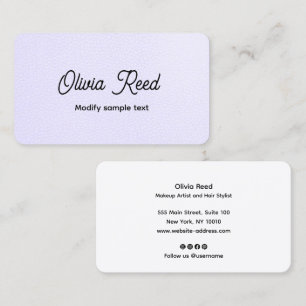 Cute Lavender Leather Script Visitekaartje