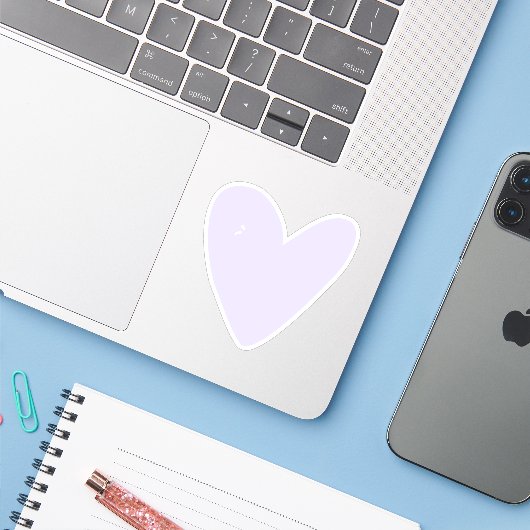 Cute Lavender/Lila Heart Contour Sticker (Laptop met iPhone)