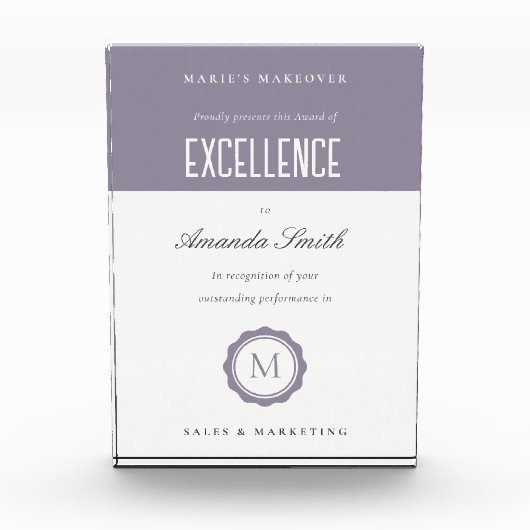 Cute Lavender Minimal Logo Award of Excellence Fotoblokken (Voorkant)