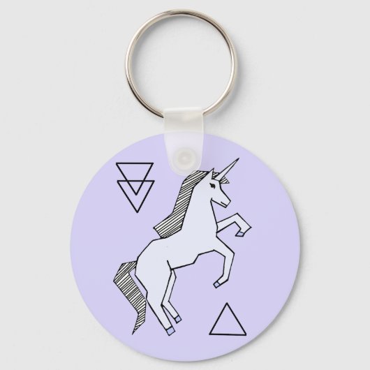 Cute Lavender Paarse Unicorn Sleutelhanger (Voorkant)