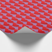 Cute Lavender Red Hearts Valentijnsdag Cadeaupapier (Hoek)