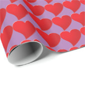 Cute Lavender Red Hearts Valentijnsdag Cadeaupapier (Rol Hoek)