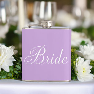 Cute Lavender Script Typography "Bride" Heupfles