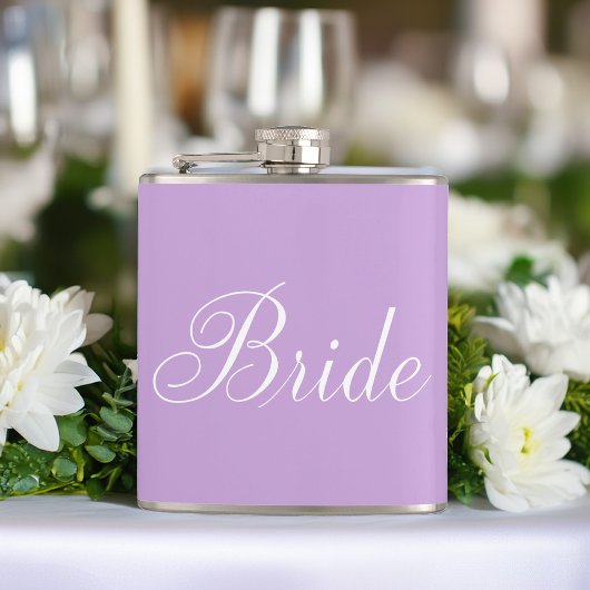 Cute Lavender Script Typography "Bride" Heupfles